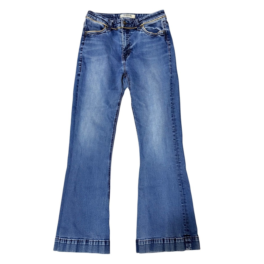 Rock & Roll Denim High Rise‎ Trouser Jeans Blue Gold Piping W29 L32
